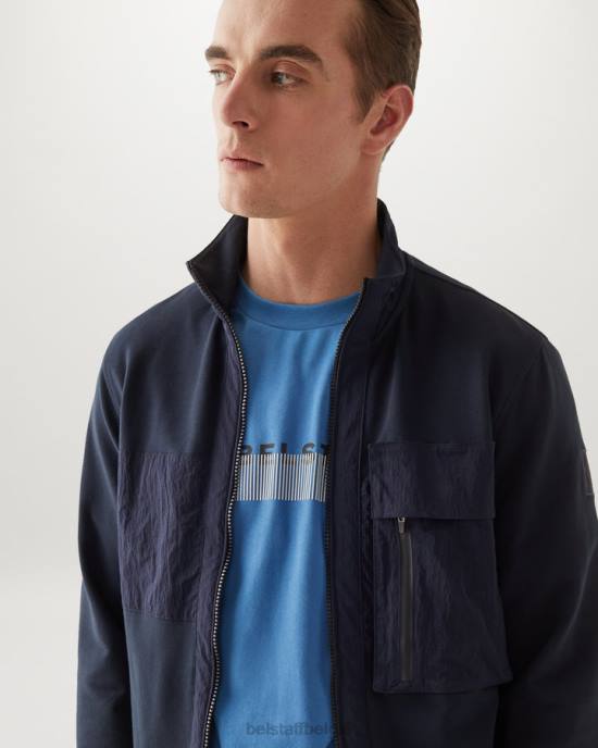 kleding katoenen jersey vooruit blauw radio oversized t-shirt Heren Belstaff 624D142