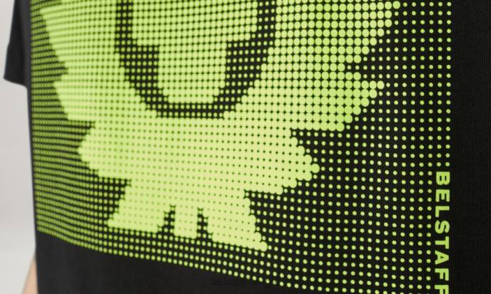 kleding katoenen jersey zwart/neongeel optisch t-shirt Heren Belstaff 624D163