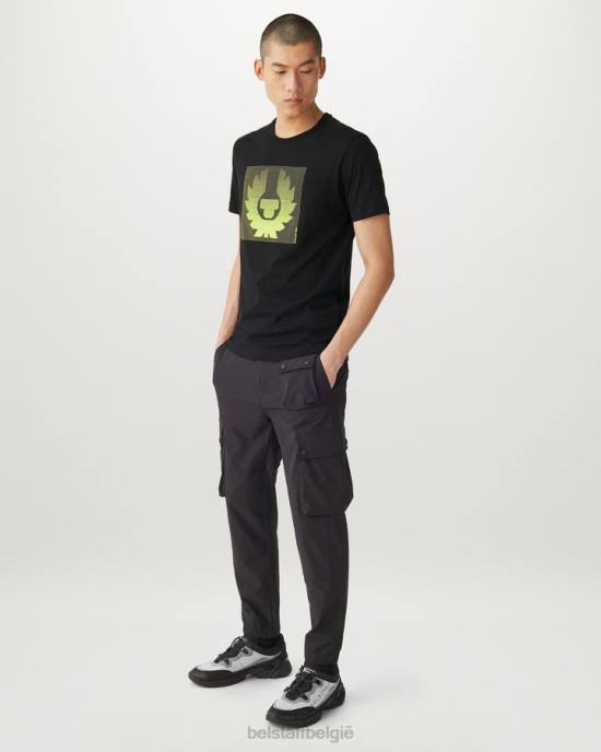 kleding katoenen jersey zwart/neongeel optisch t-shirt Heren Belstaff 624D163