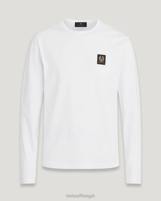 kleding katoenjersey wit T-shirt met lange mouwen Heren Belstaff 624D181