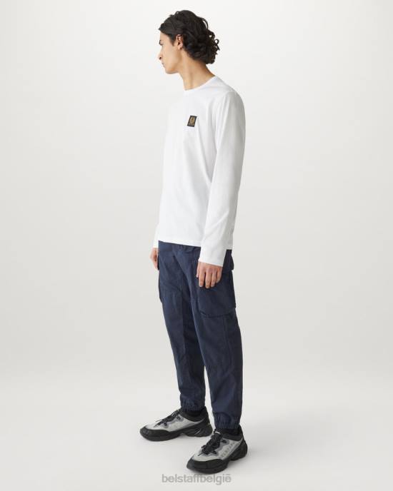 kleding katoenjersey wit T-shirt met lange mouwen Heren Belstaff 624D181