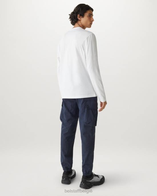 kleding katoenjersey wit T-shirt met lange mouwen Heren Belstaff 624D181
