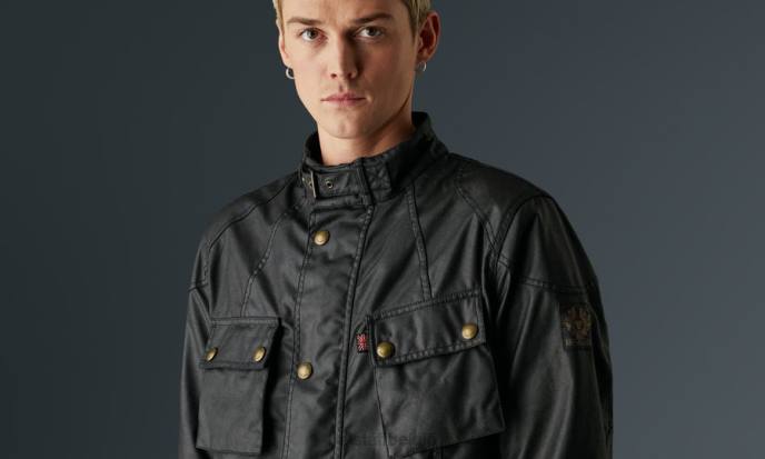 kleding gewaxt katoen zwart crosby motorjas Heren Belstaff 624D419