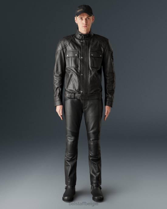 kleding handgewaxt leer antiek zwart Brooklands motorjas Heren Belstaff 624D431