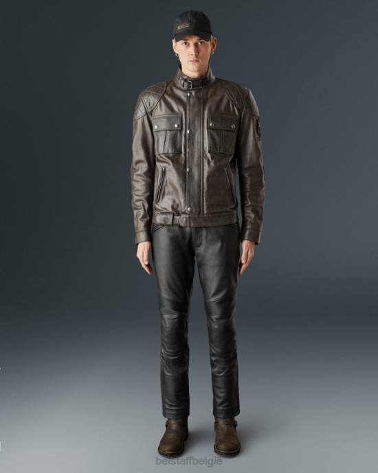 kleding handgewaxt leer zwartbruin Brooklands motorjas Heren Belstaff 624D437