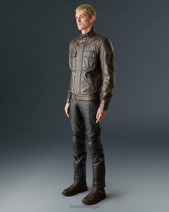 kleding handgewaxt leer zwartbruin Brooklands motorjas Heren Belstaff 624D437