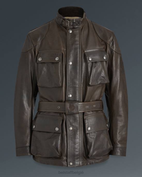 kleding handgewaxt leer zwartbruin Trimaster motorjas Heren Belstaff 624D433