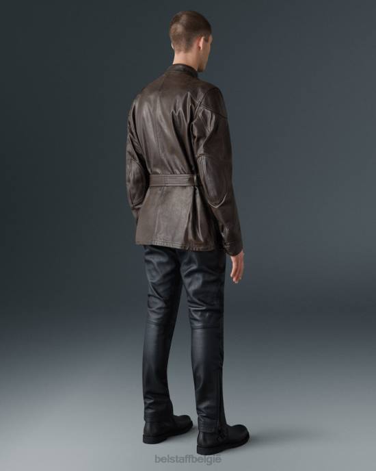kleding handgewaxt leer zwartbruin Trimaster motorjas Heren Belstaff 624D433