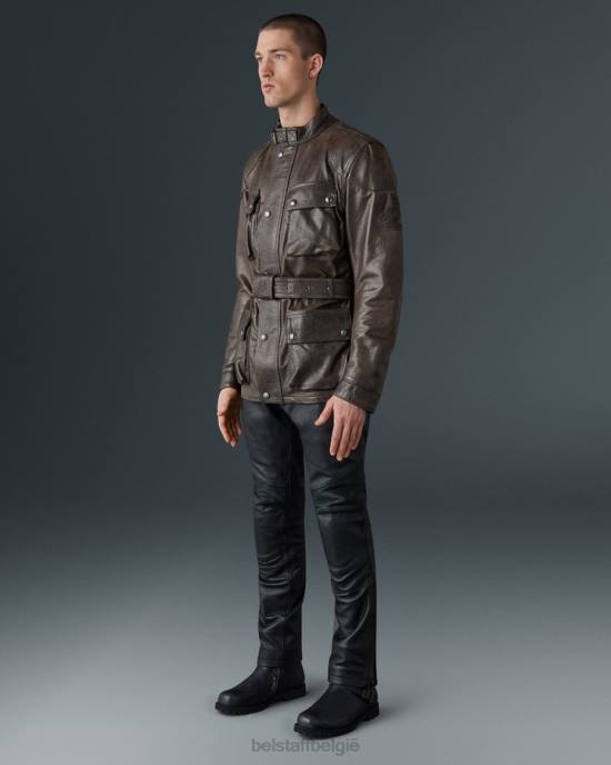 kleding handgewaxt leer zwartbruin Trimaster motorjas Heren Belstaff 624D433