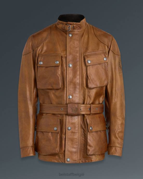 kleding met de hand gewaxt leer verbrande cuero Trimaster motorjas Heren Belstaff 624D438