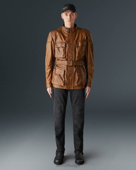 kleding met de hand gewaxt leer verbrande cuero Trimaster motorjas Heren Belstaff 624D438