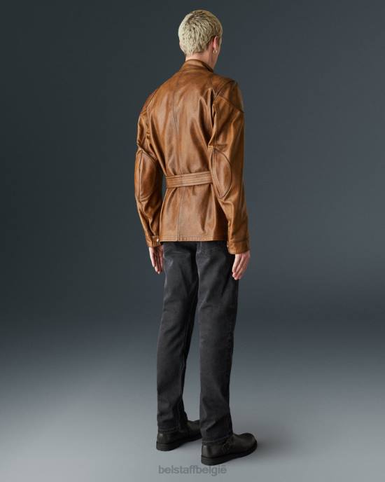 kleding met de hand gewaxt leer verbrande cuero Trimaster motorjas Heren Belstaff 624D438
