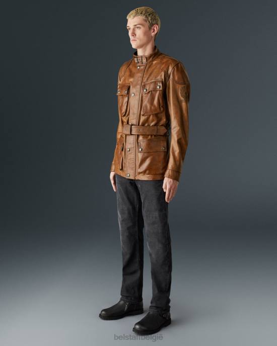 kleding met de hand gewaxt leer verbrande cuero Trimaster motorjas Heren Belstaff 624D438