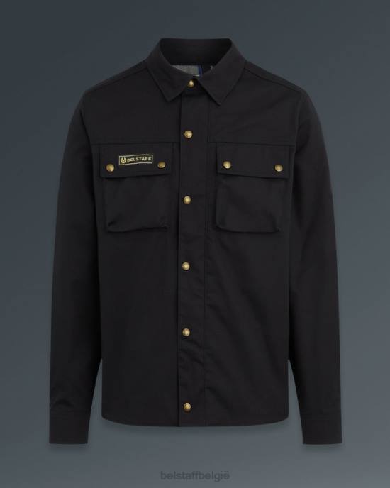 kleding katoenen canvas zwart herenhuis overhemd Heren Belstaff 624D446