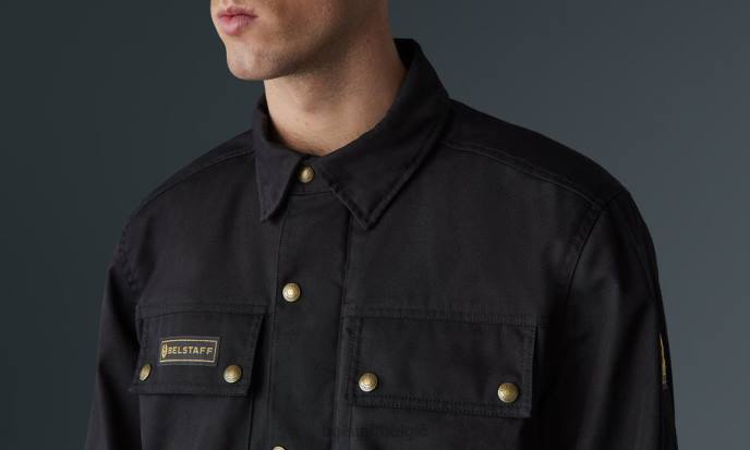 kleding katoenen canvas zwart herenhuis overhemd Heren Belstaff 624D446