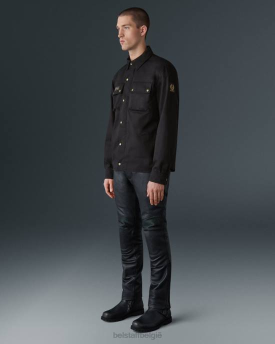 kleding katoenen canvas zwart herenhuis overhemd Heren Belstaff 624D446