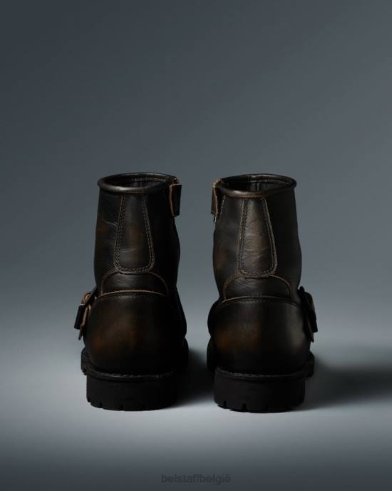 schoen geborsteld leer bruin Trimaster motorlaarzen Heren Belstaff 624D452
