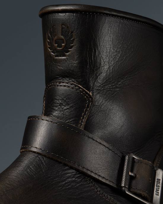 schoen geborsteld leer bruin Trimaster motorlaarzen Heren Belstaff 624D452