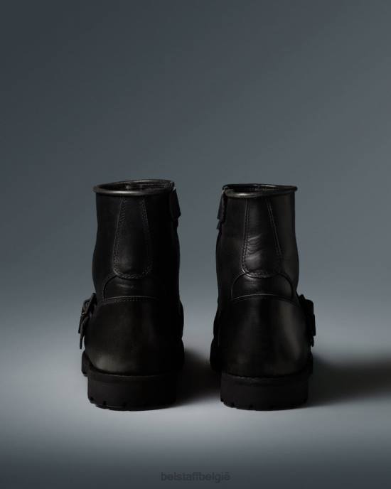 schoen geborsteld leer zwart Trimaster motorlaarzen Heren Belstaff 624D453