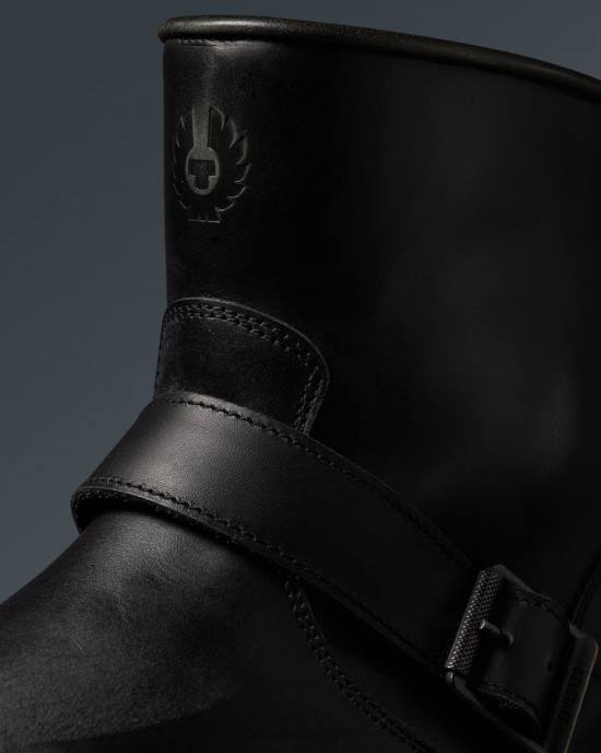 schoen geborsteld leer zwart Trimaster motorlaarzen Heren Belstaff 624D453