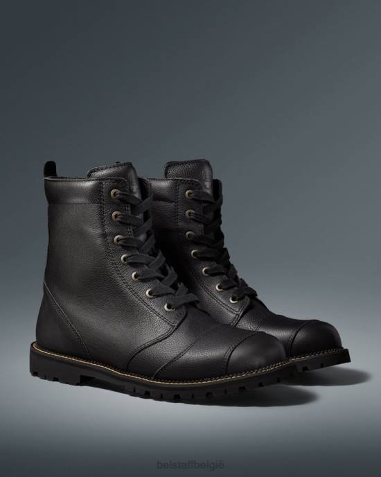 schoen getrommeld leer zwart motorlaarzen oplossen Heren Belstaff 624D456