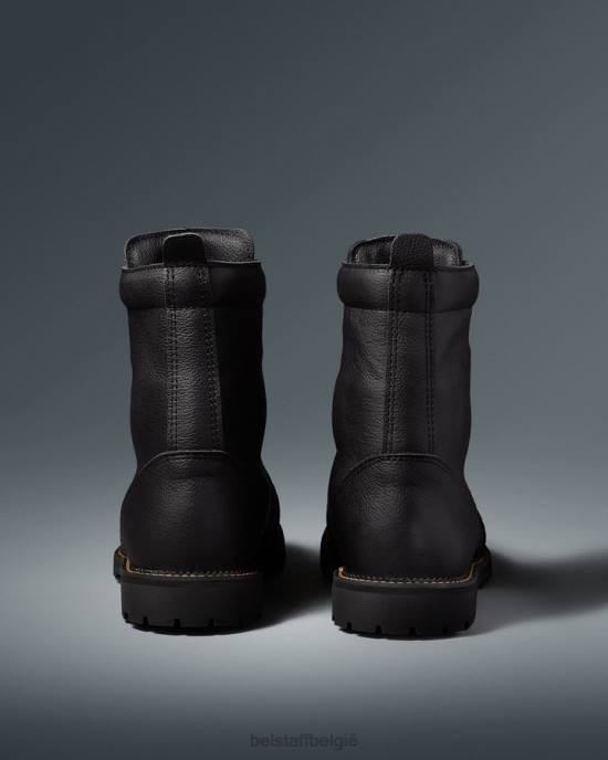 schoen getrommeld leer zwart motorlaarzen oplossen Heren Belstaff 624D456