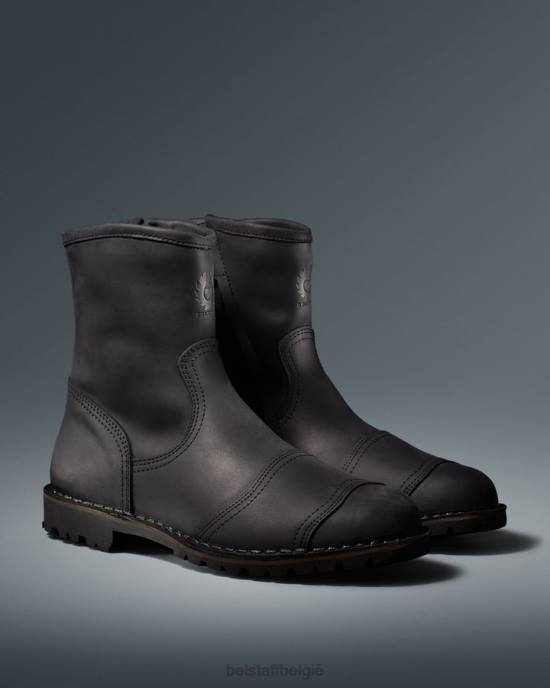 schoen structuurleer zwart duur motorlaarzen Heren Belstaff 624D458