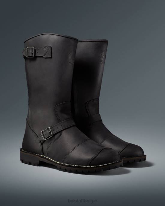schoen structuurleer zwart uithoudingsvermogen motorlaarzen Heren Belstaff 624D457