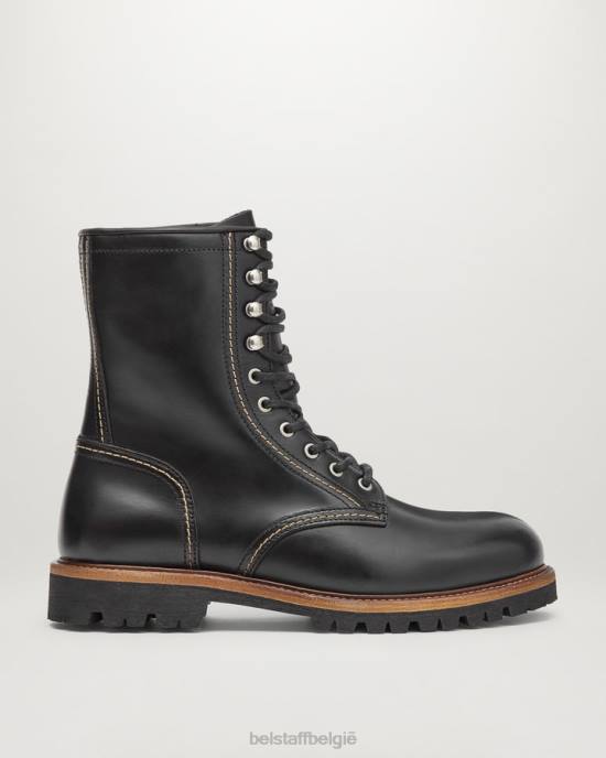 schoen geolied leer zwart Marshall veterlaarzen Heren Belstaff 624D342