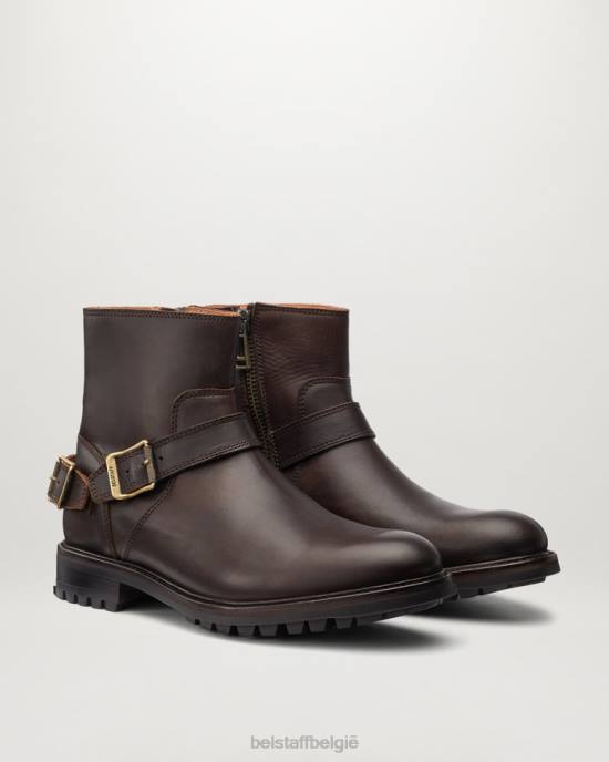 schoen kalfsleer chocolade Trimaster laarzen met ritssluiting Heren Belstaff 624D345