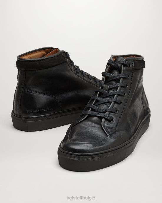 schoen geolied leer zwart rally hoge sneakers Heren Belstaff 624D350