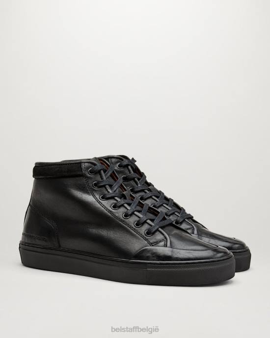 schoen geolied leer zwart rally hoge sneakers Heren Belstaff 624D350