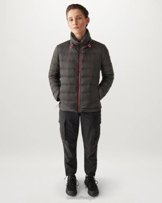 kleding donsgevuld nylon granietgrijs/neonroze flash-lift jas vrouwen Belstaff 624D489