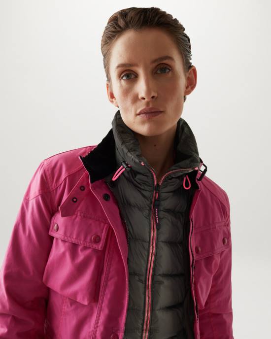 kleding donsgevuld nylon granietgrijs/neonroze flash-lift jas vrouwen Belstaff 624D489