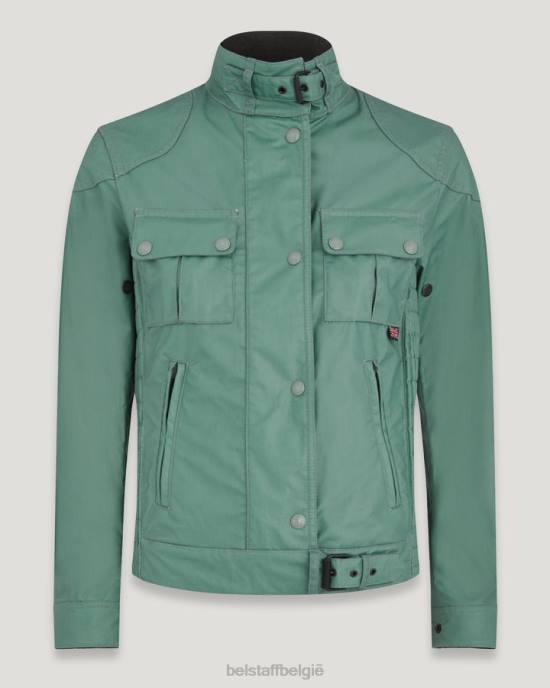 kleding gewaxt katoen staalgroen tonaal gangsterjack vrouwen Belstaff 624D475