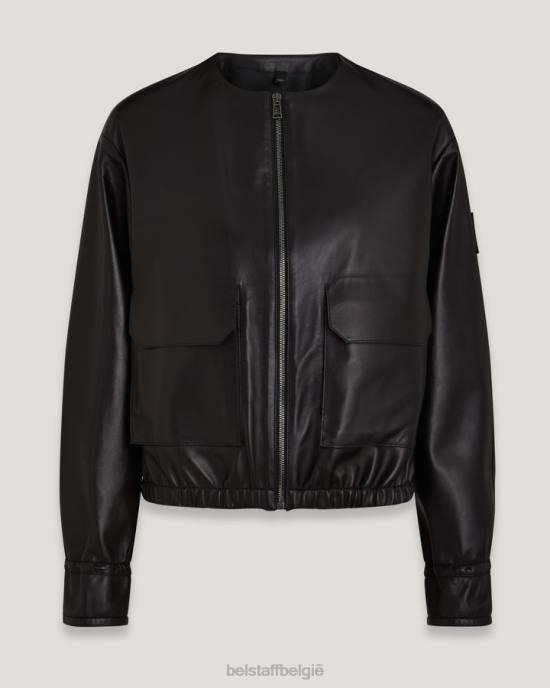 kleding geplooid nappa zwart asteroïde jas vrouwen Belstaff 624D469