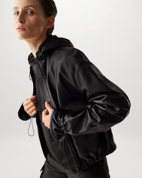 kleding geplooid nappa zwart asteroïde jas vrouwen Belstaff 624D469