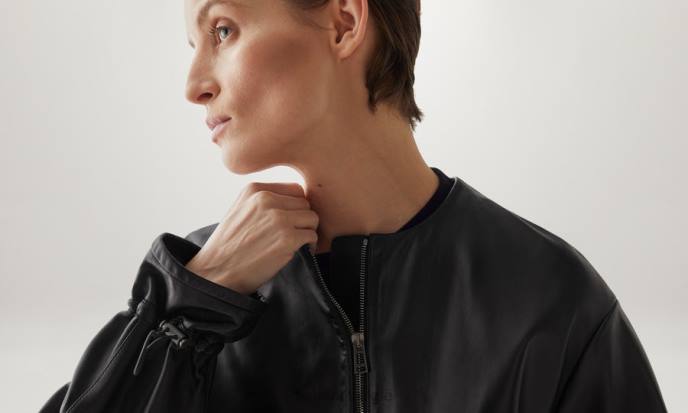 kleding geplooid nappa zwart asteroïde jas vrouwen Belstaff 624D469