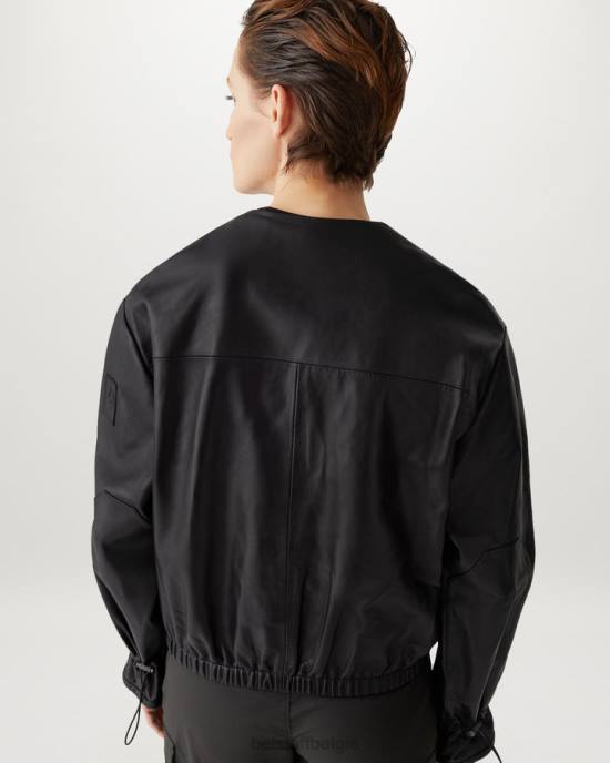 kleding geplooid nappa zwart asteroïde jas vrouwen Belstaff 624D469