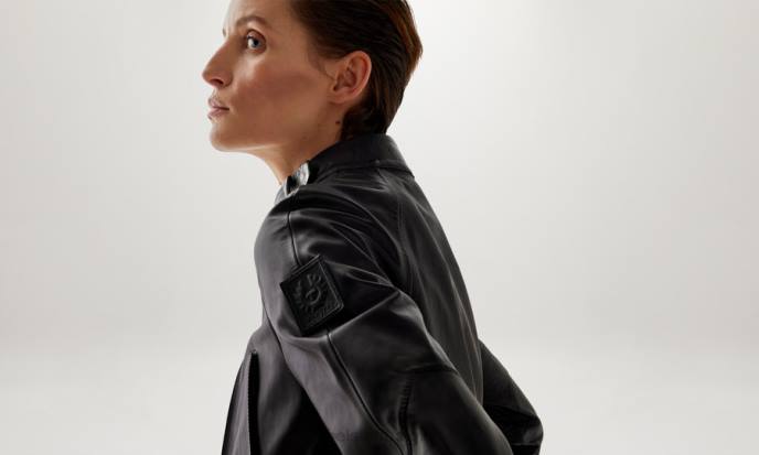 kleding geplooid nappa zwart meteoor jas vrouwen Belstaff 624D467