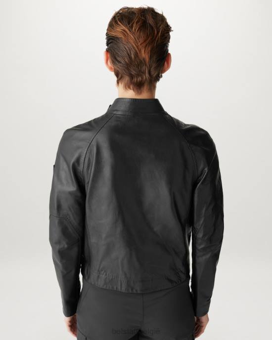 kleding geplooid nappa zwart meteoor jas vrouwen Belstaff 624D467