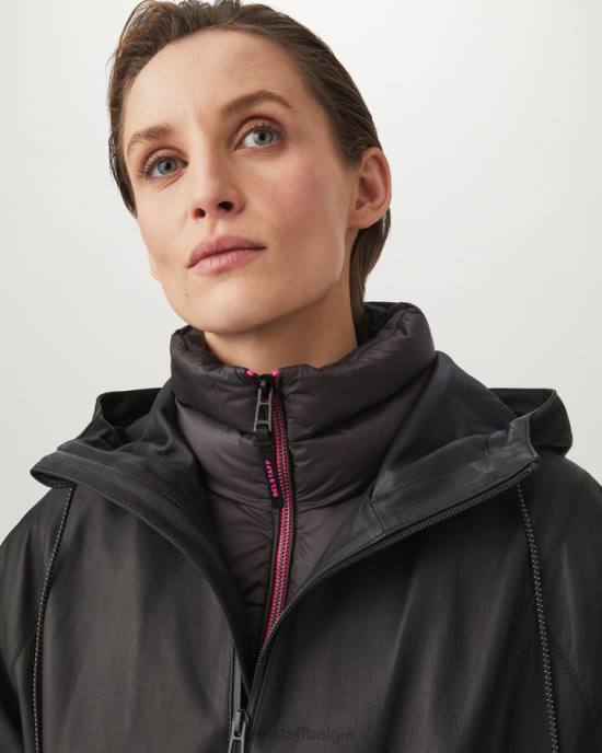 kleding donsgevuld nylon granietgrijs/neonroze flash-escape-bodywarmer vrouwen Belstaff 624D495