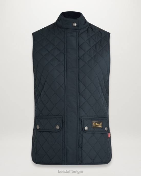kleding gewatteerd gerecycled nylon donker marineblauw vest vest vrouwen Belstaff 624D497