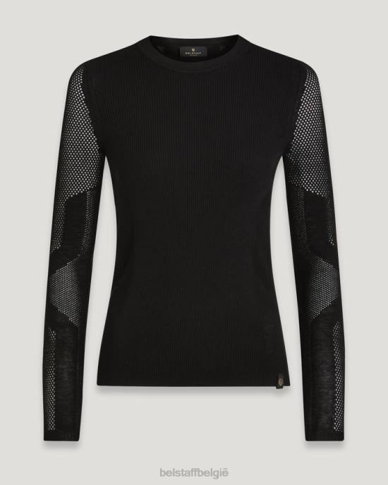 kleding katoen zwart Kai trui met ronde hals vrouwen Belstaff 624D515