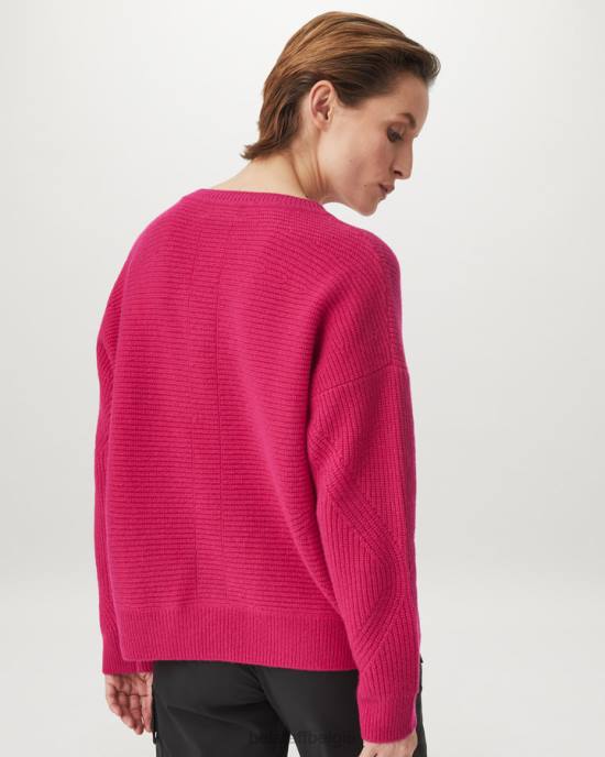 kleding puur kasjmier fuchsia roze Cameron trui met v-hals vrouwen Belstaff 624D514