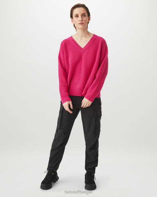 kleding puur kasjmier fuchsia roze Cameron trui met v-hals vrouwen Belstaff 624D514