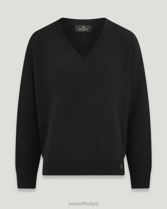 kleding puur kasjmier zwart Cameron trui met v-hals vrouwen Belstaff 624D516