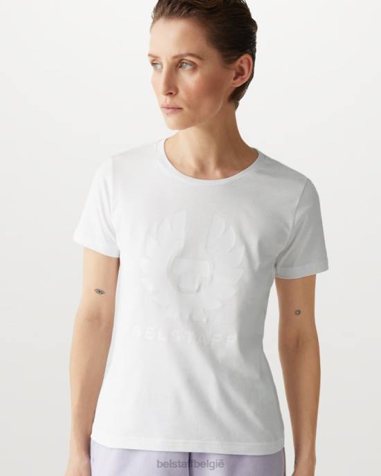 kleding katoenjersey wit Maan Phoenix T-shirt met glanzende print vrouwen Belstaff 624D505