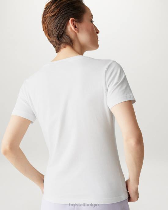 kleding katoenjersey wit Maan Phoenix T-shirt met glanzende print vrouwen Belstaff 624D505