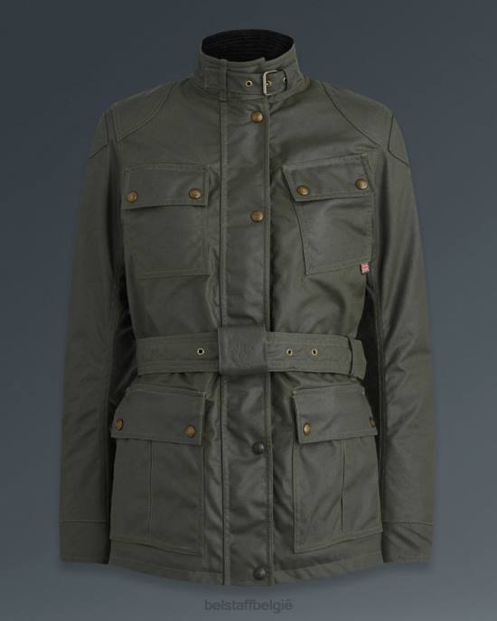 kleding gewaxt katoen bosgroen Trimaster motorjas vrouwen Belstaff 624D527